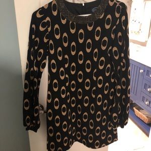 Scoop NYC Long Sleeve Black and Gold Dress